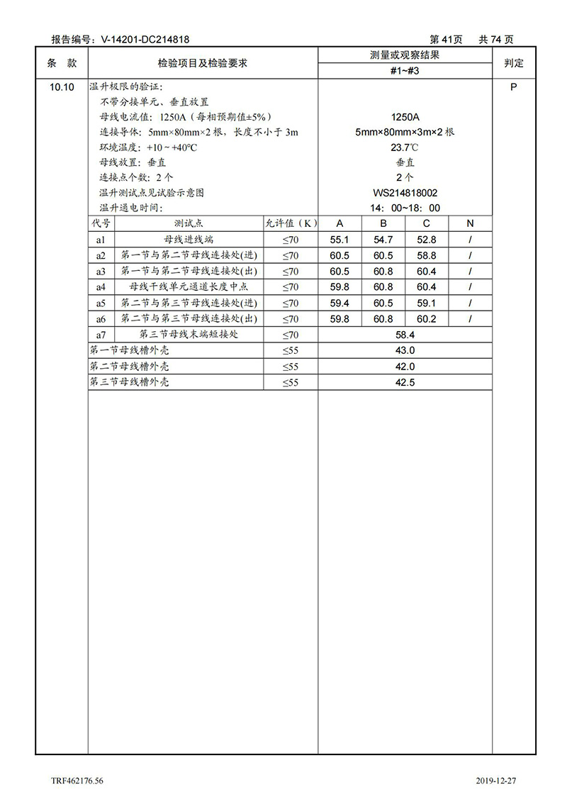 母線槽400A-1250A型式試驗報告_41