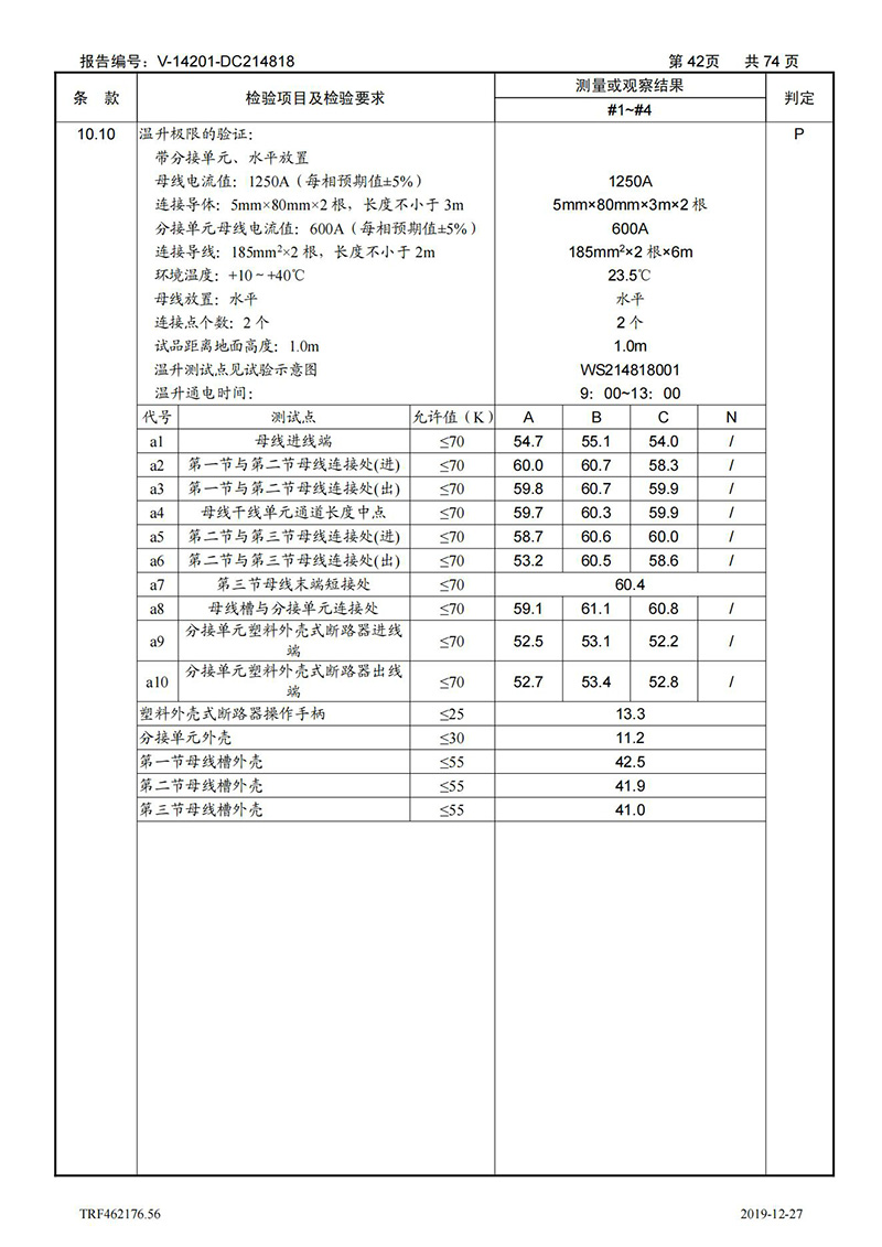 母線槽400A-1250A型式試驗報告_42